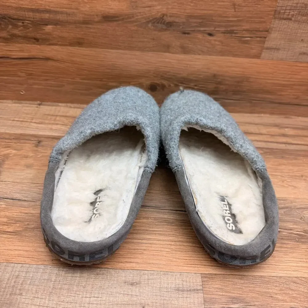 Sorel Mule Shoes Wo's size 9 Nakiska Scuff Slipper Faux Fur Lined Casual Slip On